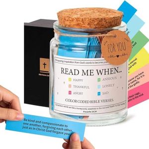 Bible Jar, Bible Verses In Jar, Read Me When Bible Verses Jar For Emotions And Feelings, Glass Prayer Jar With Coloring Scriptures Christian Gif-ts, 90 -ni Bible Verse Cards(9x6.5cm)