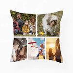 Personalised with Five Photos/Multi Photo Printed Collage Home Décor, Satin Throw Pillow/Cushion, Memorable present for Family, Friends, Birthday, Any Special Occasion. (Satin Cushion Cover, 5 Photos)