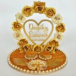 It's a Match Personalized Engagement Ring Platter, Ring Plate, Ring Tray, Decorative Plate for Ring Ceremony (Golden)