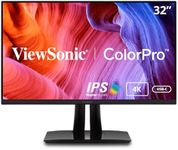 ViewSonic VP3256-4K 32 Inch Premium IPS 4K Ergonomic Monitor with Ultra-Thin Bezels, Color Accuracy, Pantone Validated, HDMI, DisplayPort and USB Type-C for Professional Home and Office, Black