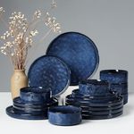 HaWare Dinnerware Sets, 18-Piece Plates and Bowls Set, Stoneware Dish Set for 6, Ceramic Dinnerware for Home Restaurant, Chip and Scratch Resistant, Microwave and Dishwasher Safe, Reactive Starry Blue