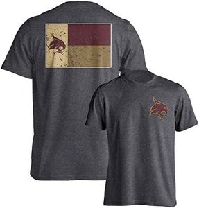 Texas State Bobcats Official Texas Flag Logo Short Sleeve T-Shirt Charcoal Heather M