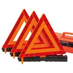 DSV Standard Warning Triangles, Safety Triangles DOT Approved, 3 Pack, Reflective Triangles with Heavy Base, FMVSS 571.125 &Carrying Case Included