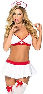 ADOGO Lingerie Nurse Sexy Costume Outfit Set Babydoll Bedroom Honeymoon Cosplay Nurse Clothing Fits Free Size