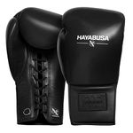 Hayabusa Pro Leather Lace-Up Boxing Gloves for Men and Women - Black, 10oz