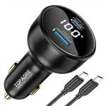 100W USB C Car Charger with Display, PD3.0+QC Type C Car Charger Adapter with 100W USB C Cable, Fast Charging for Laptops, MacBook Pro, iPad, iPhone 15/14/Pro Max, Galaxy S24/S23 Ultra