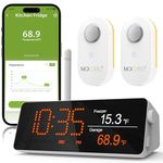 MOCREO WiFi Remote Thermometer Freezer Alarm, 1/3 Mile Long Range, IP66 Waterproof, App Email Alert, with Digital Monitor Hub, 2 Smart Wireless Temperature Sensors for Fridge, RV, Greenhouse