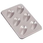 CHEFMADE Madeleine Mold Cake Pan, 6-Cavity Non-Stick Elliptical Scallop Madeline Bakeware, FDA Approved for Oven Baking (Champagne Gold)