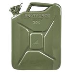 BRUTFORCE UN Certified 20 Ltr Metal RED Jerry Can or Fuel tank for Generators, 4x4, Jeeps and Other Vehicles with BRUTFORCE Mobile Pop up And Sticker (Green, 20 Ltr)