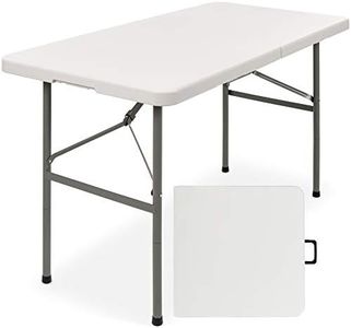 Best Choice Products 4ft Plastic Folding Table, Indoor Outdoor Heavy Duty Portable w/Handle, Lock for Picnic, Party, Camping - White