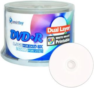 Smartbuy 50-disc 8.5gb/240min 8X DVD+r Dl Dual Layer Double Layer White Inkjet Hub Printable Blank Data Recordable Media Disc Spindle