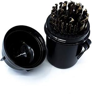Benchmark Abrasives 29 Pcs Set Cobalt Jobber Length Twist Drill Bits for Metal, Drilling in Steel Wood Plastic Aluminum Alloy, 1/16" to 1/2" in 1/64 Increments, 3-Flats Shank