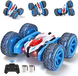 NUOKE Remote Control Car, 4WD RC Cars Stunt Double Sided 360° Rotating 2 Batteries 2.4Ghz RC Truck with Headlight Birthday Gift for Boys 3 4 5 6 7 8 Year Old