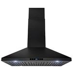 AKDY 36" Island Mount Black Stainless Steel Touch Panel Kitchen Range Hood Cooking Fan