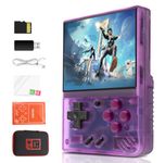 Mi-yoo Mini Plus Handheld Games Consoles,3.5 Inch IPS Screen Linux System,Supports 2.4G Wireless Gamepad and HDTV output,Gameboy Emulator, with 5500+ Classic Games, 64G TF Card, Transparent Purple