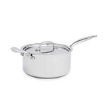 Heritage Steel 4 Quart Saucepan - Titanium Strengthened 316Ti Stainless Steel with 5-Ply Construction - Induction-Ready and Fully Clad, Made in USA