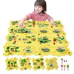 SGILE 16 PCS STEM Road Builder Puzzle for Kids Age 3+, Toddler Race Logical Brain Teaser Maze Board Game with Car, Early Learning Floor Play Set Toys for Boys Girls 3 4 5 6 7 year old Gift(Dinosaur)