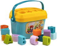 WireScorts Baby Plastic First Block Shape Sorter, Learning- Educational Activity Toys with 16 Building Blocks Toys for 1 Year Old Kids