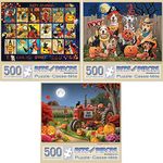 Bits and Pieces - Value Set of Three (3) 500 Piece Jigsaw Puzzles for Adults - Each Puzzle Measures 48cm x 61cm - 500 pc Large Piece Halloween Jigsaws by Artist Various Artists