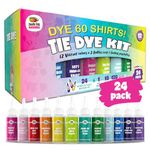 DOODLE HOG Tie Dye Kit for Kids & Adults - 24 Large Tye Bottles with 12 Colors Powder, Soda Ash, Gloves Groups Non-Toxic