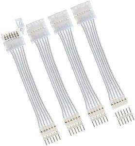 Litcessory 6-Pin to Cut-End Extension Connector for Philips Wiz LED Light Strips (2in, 4 Pack, White)