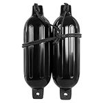 BISupply Boat Bumpers for Docking - Boat Fenders Black 2 Pack 22.8 x 7.8in Buoys with 2 Fender Lines and 12in Inflator