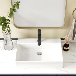 Rectangle Bathroom Sink, Bathroom Vessel Sink, White Vessel Sink, Countertop Modern Sink 20 * 17.7 * 5.1 in
