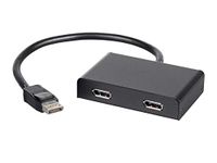 Monoprice 2-Port DisplayPort 1.2 to DisplayPort Multi-Stream Transport (MST) Hub, DP to DP, Black