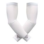 Bucwild Sports Compression Arm Sleeves 1 Pair - 2 Sleeves Youth & Adult Sizes Football Baseball Basketball Cycling Tennis, White, XX-Large