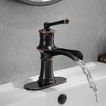 RUMOSE Bathroom Faucets for Sink 1 Hole & 3 Hole Oil Rubbed Bronze Bathroom Sink Faucets & Parts Waterfall Single Handle Bathroom Faucets Vanity Faucet RV Bathroom Brass Basin Faucet