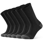 Closemate Mens Cushion Crew Socks Moisture Wicking Athletic Cotton Socks for Sport Training Work, 3-6 Pairs(6 Black, Size L)