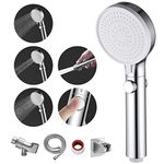 MIAOHUI RV Shower Head with Hose and on Off Switch, 3 Setting High Pressure Handheld Shower Head, Removable Shower Head with Hose, Adjustable Angle Bracket, Low-Reach Wand Holder, Chrome