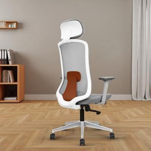 Vergo Core Premium Mesh Office Chair | High Back | Lumbar Support | 3D Adjustable Armrests | Multi Tilt Lock Recline Mechanism | Heavy Duty Metal Base | Ergonomic Chair for Work, Home (Rust White)