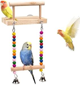 LOPERDEVE Bird Perches Parrot Wooden Platform Bird Toys Swing Hanging Perch Platform Comfy Stands for Baby Lovebird Cockatiel Conure Finch Canaries Chinchilla Hamster