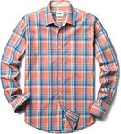 CQR Men's Regular Fit Long Sleeve Shirts, 100% Cotton Button-Up Casual Poplin Shirt, Long Sleeve Poplin Coral Isles, M