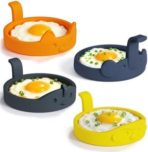 EuChoiz Egg Ring Silicone Rings for Frying Eggs, Non Stick Fried Egg Cooker Ring, Cute Animal Designs Gifts for Family Friends, 4-inch Round Egg Separators Mold for Pancakes Breakfast Sandwich 4 Set