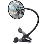 Orifort Glass Clip On Security Cubicle Mirror, 3.75" Personal Safety and Security Office Desk Rear View Monitors Convex Mirror with Frame (Round)