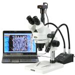 AmScope - 3.5X-225X Zoom Stereo Microscope with Dual Gooseneck LED Lights + 1.3MP Digital Camera - SM-1TSW2-L6W-M