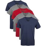 Gildan Men's V-Neck T-Shirts, Multipack, Style G1103, Navy/Charcoal/Cardinal Red (5-Pack), Medium, Navy/Charcoal/Cardinal Red (5-Pack), Medium