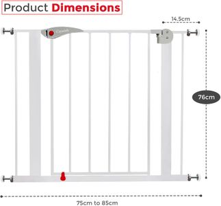 Baby Safety Gate, 75-85cm – White/Grey Adjustable Door Barrier