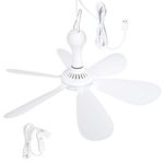 Xindejia USB Powered Small Ceiling Fan 6 Blades Quiet DC 5V USB Hanging Fans for Indoor Outdoor RV Bed Room Dorm Desk Travel Camping Tent Cubicle Mini Portable Canopy Fans - White