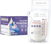 Breast Milk Storage Bags Freezer - RUVALINO® 6oz 60 Count Temp-Sensing Breastmilk Storage Bag for Breastfeeding with Pour Spout, Presterilized, No-Leak Bag for Fridge and Freezing, FSA or HSA Eligible