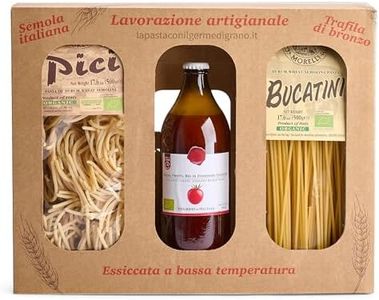 Morelli Tomato Sauce and Organic Pasta Gift Basket - Organic Pici Noodles, Cherry Tomato Sauce, & Bucatini Pasta Noodles, Italian Food Products From Italy, Pasta Themed Gifts for Holidays, Christmas, Sympathy, Bereavement Gifts