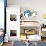 LTGB 3FT Treehouse Bunk bed, Cabin Bed Frame Mid-Sleeper with Treehouse Canopy & Ladder, Children Bed Frame, Suitable for for Boys & Girls, 190 x 90 cm【2021 New UK Spot】 (White)