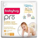 Baby Hug Pro Bubble Care Premium Tape Style Diaper Medium (M) Size - 25 Pieces