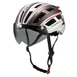 Lixada Mountain Bike Helmet Motorcycle Helmet with Detachable Rear Light Magnetic Visor UV Protection