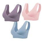 Lemef Nursing Sleep Bras Wirefree Maternity Breastfeeding Bras 3 Pack