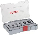 Bosch Professional 6 Pcs Router Bit Set With Straight Bits With 6Mm Shank, Suitable For Gkf 550 Plam Router And Gof 130 Router