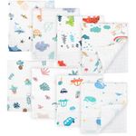 Muslin Burp Cloths Baby, 8 Pack Baby Burp Cloths, 100% Cotton Burp Cloths 20X10in Muslin Cloth 6 Layers Absorbent Baby Cloth Baby Washcloths Baby Essentials