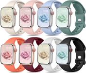 Mastten 8 Pack Sport Straps Compatible with Apple Watch Straps 38mm 40mm 41mm 42mm for Women Men, Soft Silicone Replacement Band for Apple Watch Series 10 9 8 7 6 5 4 3 2 1 / iWatch SE, Light Colour